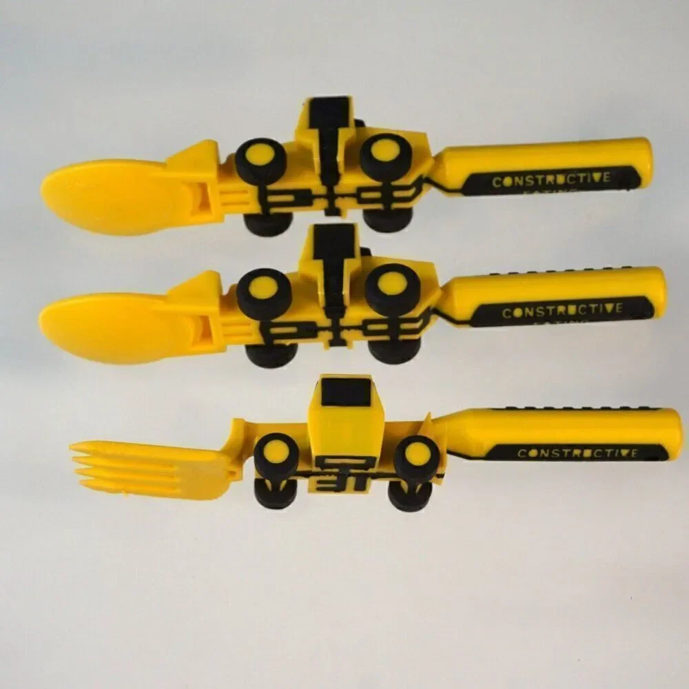 Constructive Eating Made in USA Set of 3 Construction Utensils for Toddlers
